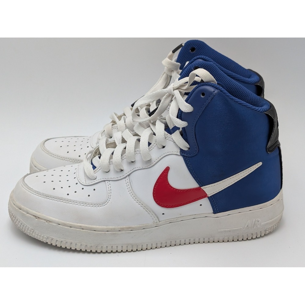 Nike Air Force 1 High Mens 8 White Blue Red NBA LV8 BQ4591-102 Basketball Shoe